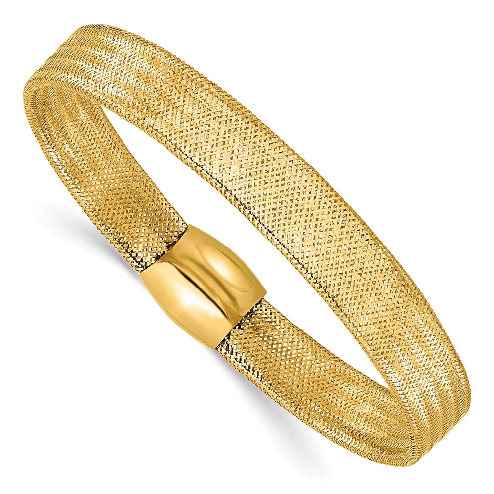 14K Gelbgold Netz Schieber auf Dehnbar Armband