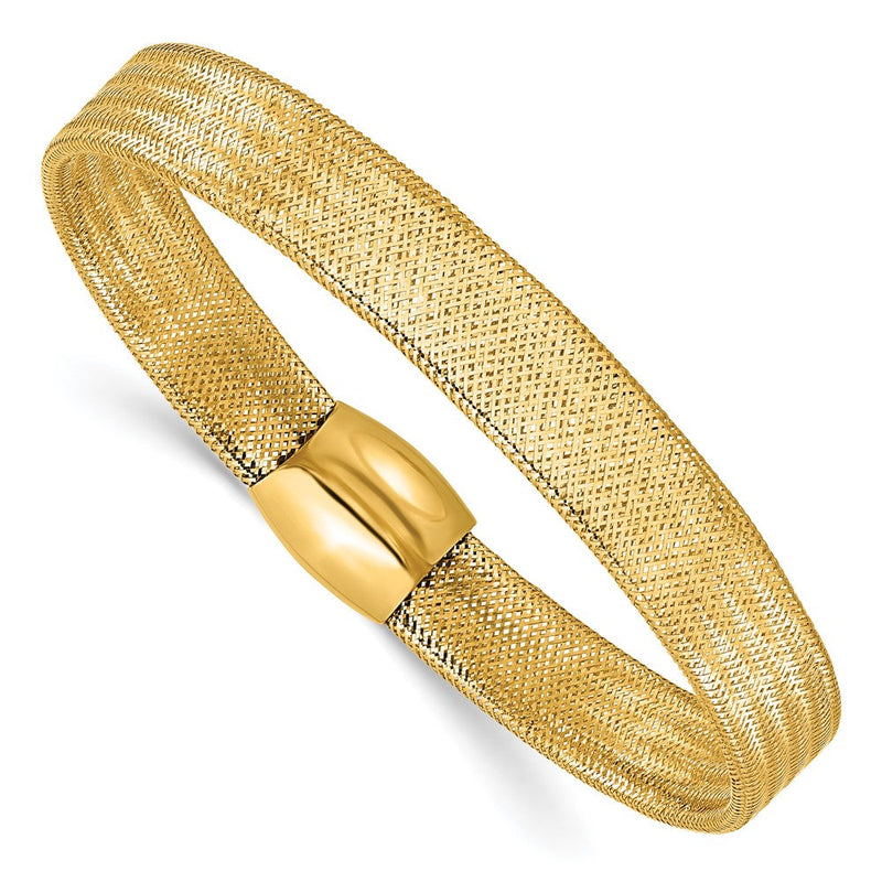 14K Gelbgold Netz Schieber auf Dehnbar Armband