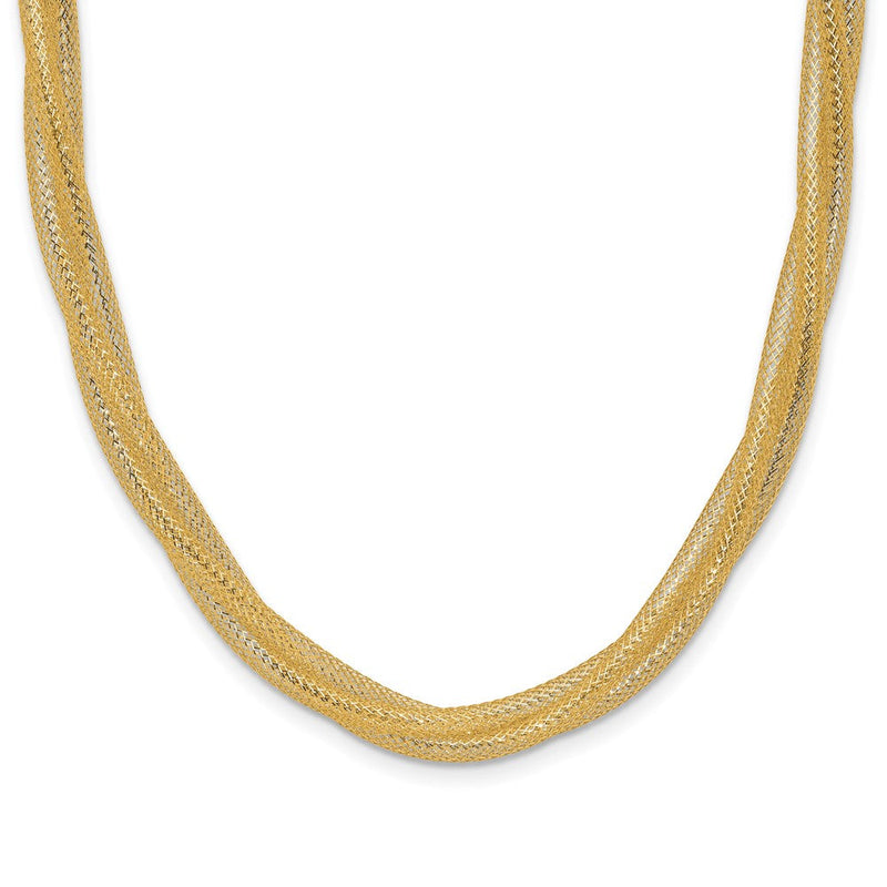 14K Gelbgold Netz Gedreht Dehnbar Halskette