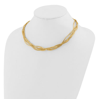 14K Gelbgold Netz Diamantiert 4 Strang Welle Halskette