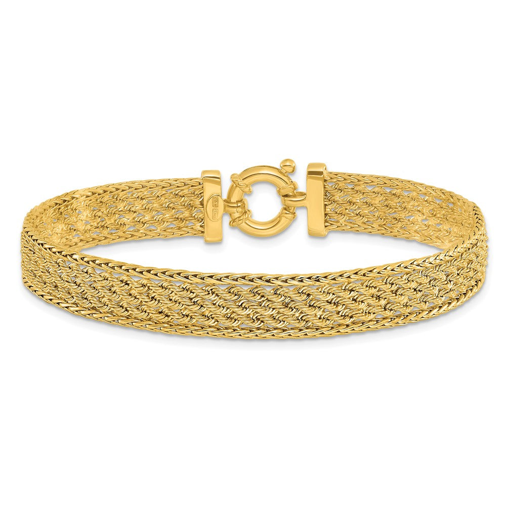 14K Gelbgold Poliert und Diamantiert Fantasie Geflochten Armband