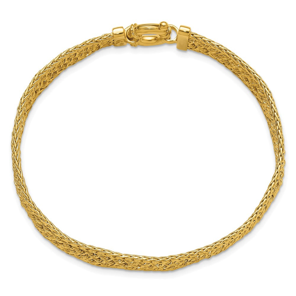 14K Gelbgold Poliert und Diamantiert Fantasie Geflochten Armband