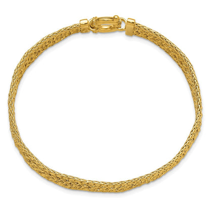 14K Gelbgold Poliert und Diamantiert Fantasie Geflochten Armband