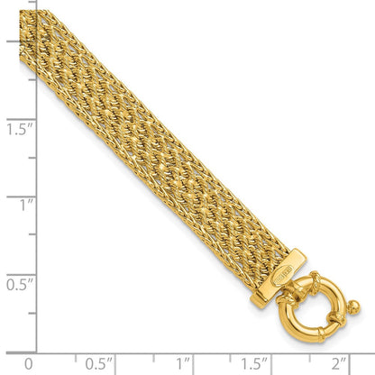 14K Gelbgold Poliert und Diamantiert Fantasie Geflochten Armband