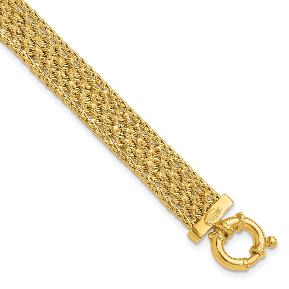 14K Gelbgold Poliert und Diamantiert Fantasie Geflochten Armband