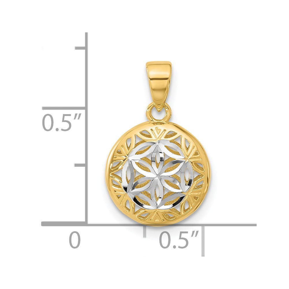 14K Gelb & Rhodium Poliert und Diamantiert Anhänger