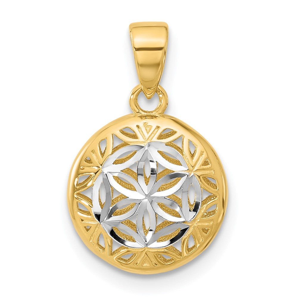 14K Gelb & Rhodium Poliert und Diamantiert Anhänger