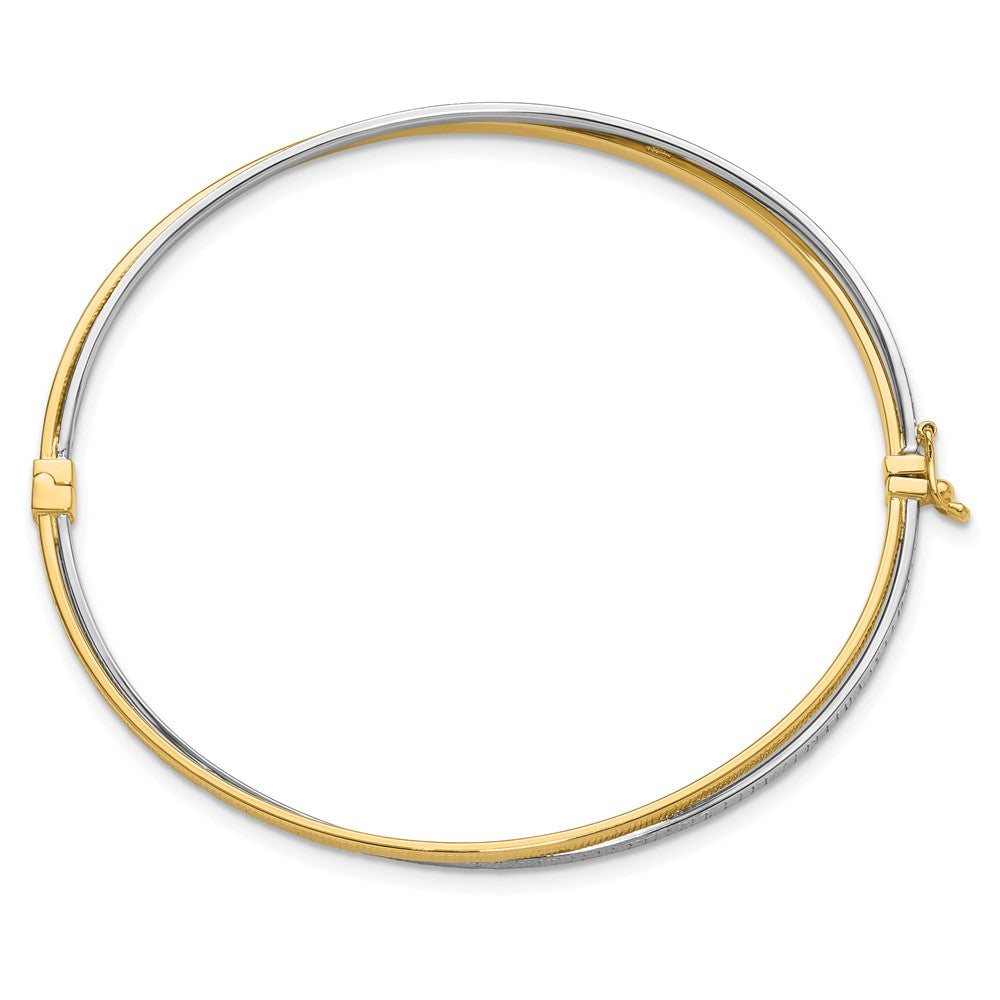 14K Bicolor Poliert und Strukturiert Klappbar Armreif