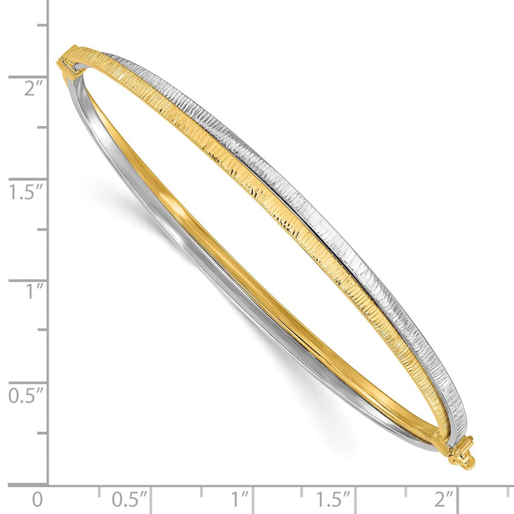14K Bicolor Poliert und Strukturiert Klappbar Armreif