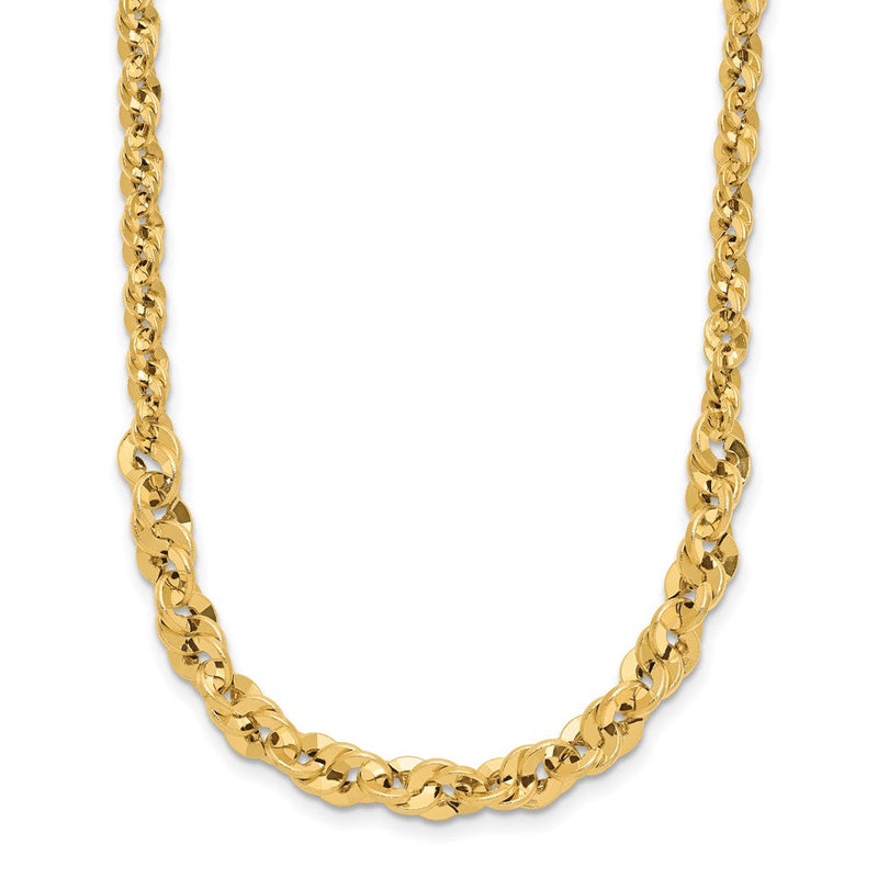 14K Gelbgold Poliert und Diamantiert Fantasieglieder Abgestuft 18 Zoll Halskette