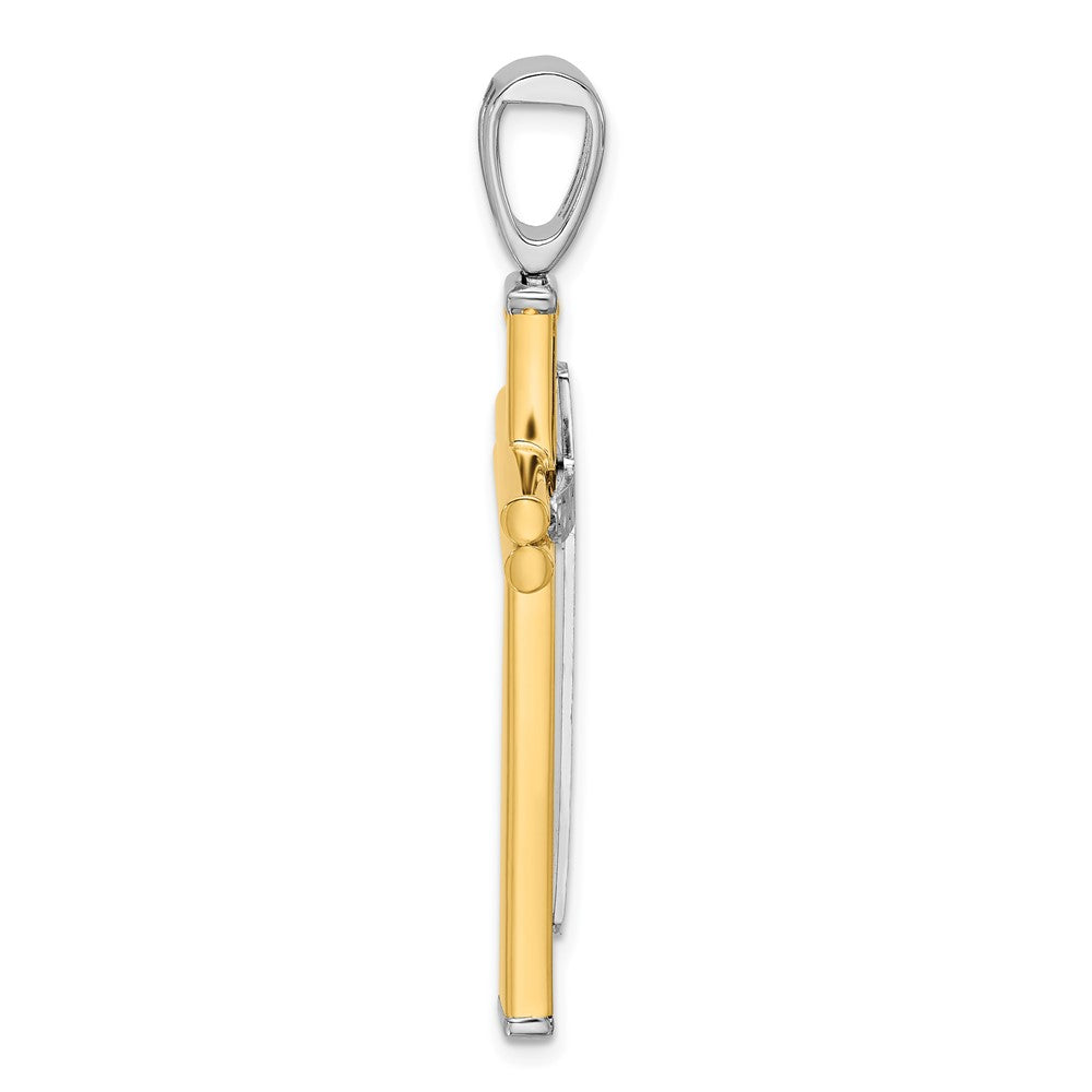 14K Bicolor Poliert/satin/dia Schliff Wendbar Kreuz Anhänger