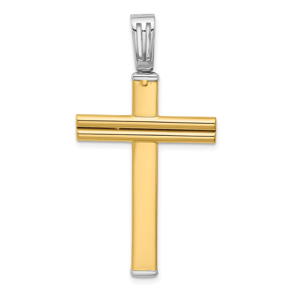 14K Bicolor Poliert/satin/dia Schliff Wendbar Kreuz Anhänger