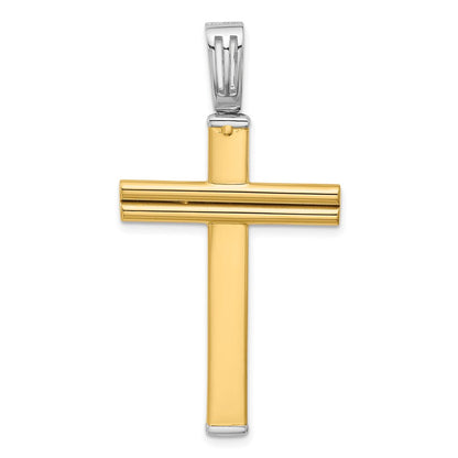 14K Bicolor Poliert/satin/dia Schliff Wendbar Kreuz Anhänger