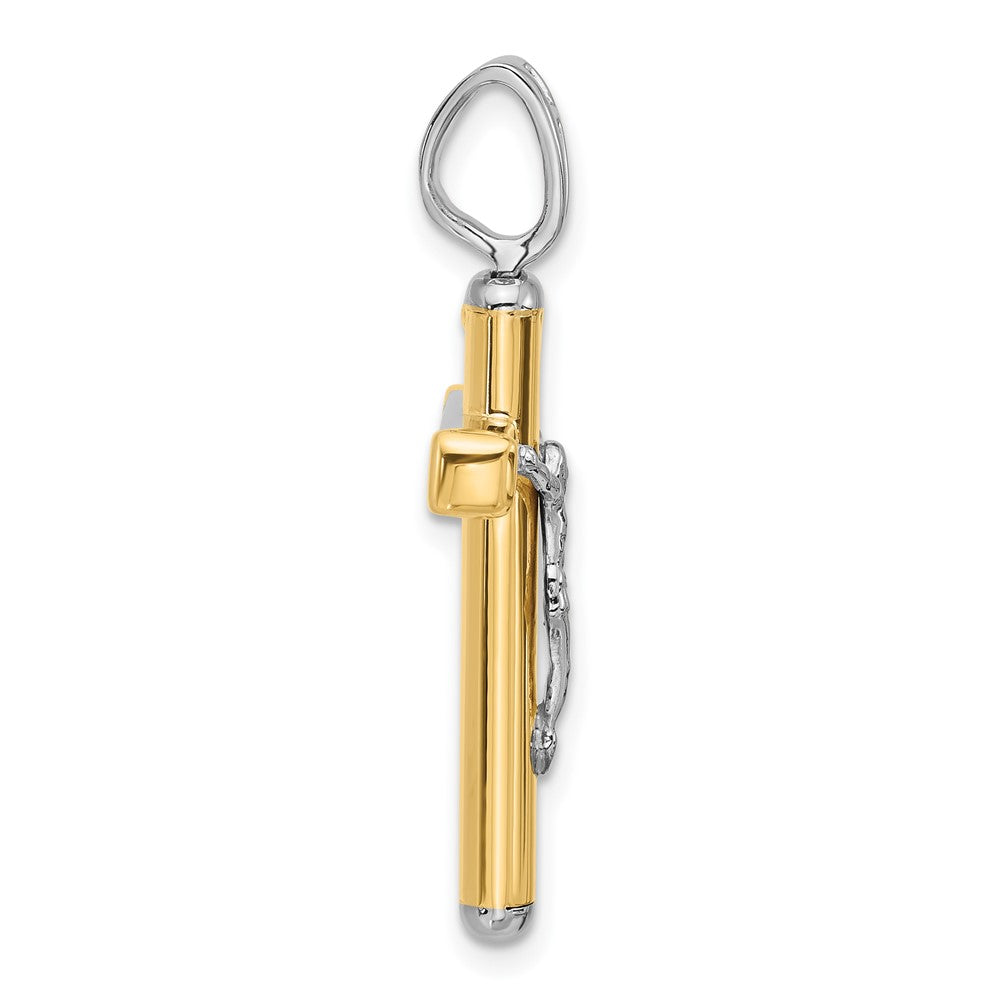14K Bicolor Poliert Kruzifix Anhänger