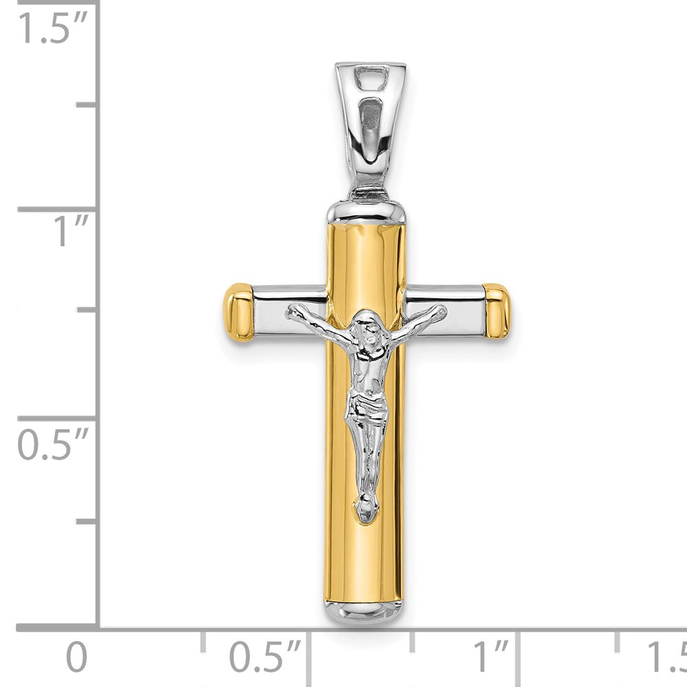 14K Bicolor Poliert Kruzifix Anhänger