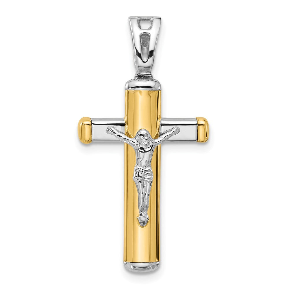 14K Bicolor Poliert Kruzifix Anhänger