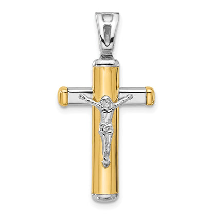 14K Bicolor Poliert Kruzifix Anhänger