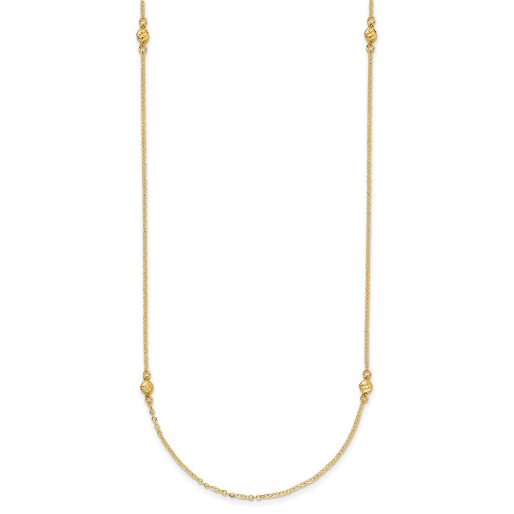 14K Gelbgold Poliert Diamantiert 18 Zoll Halskette