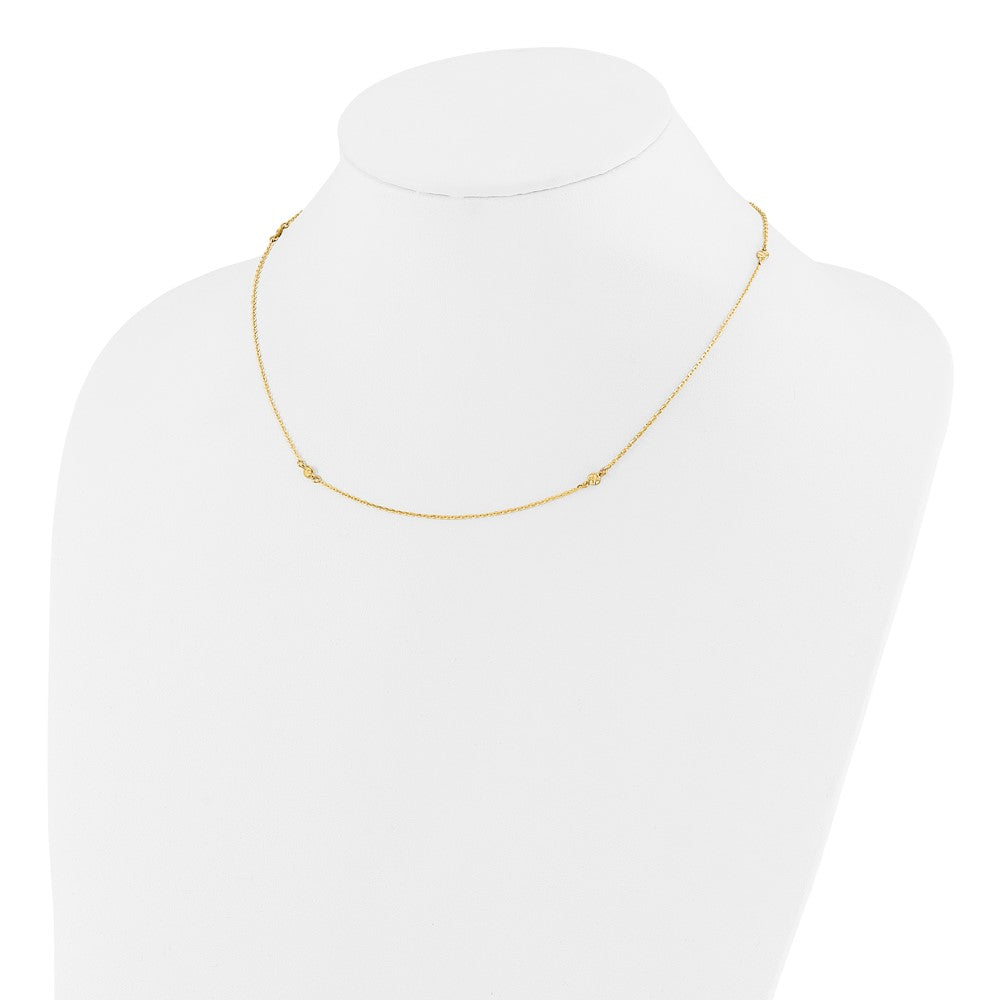 14K Gelbgold Poliert Diamantiert 18 Zoll Halskette