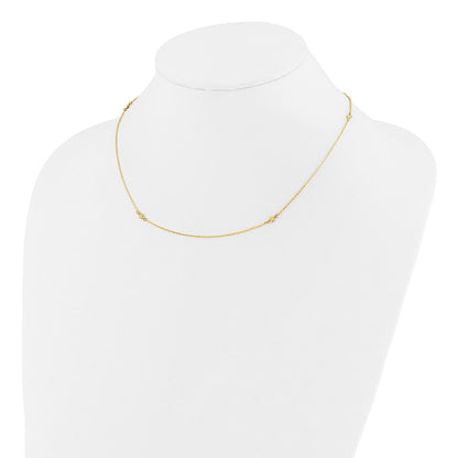 14K Gelbgold Poliert Diamantiert 18 Zoll Halskette