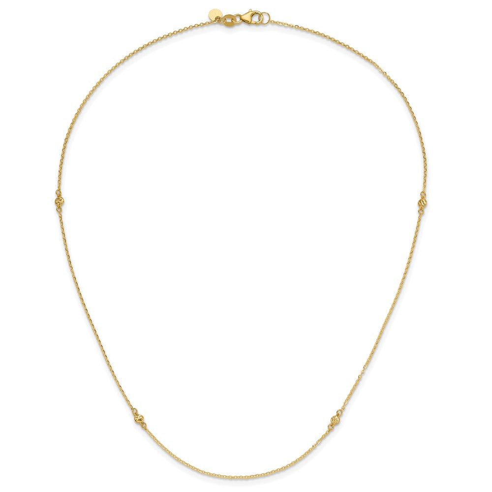 14K Gelbgold Poliert Diamantiert 18 Zoll Halskette