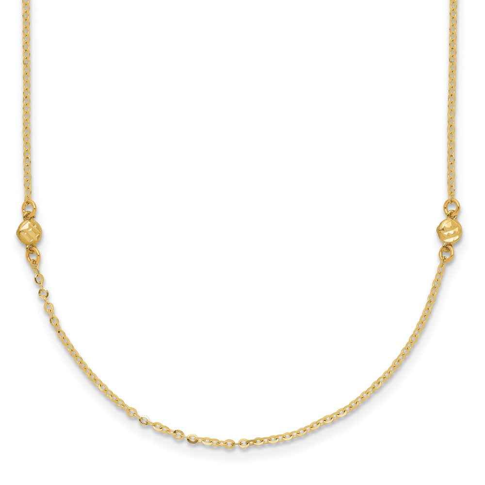 14K Gelbgold Poliert Diamantiert 18 Zoll Halskette