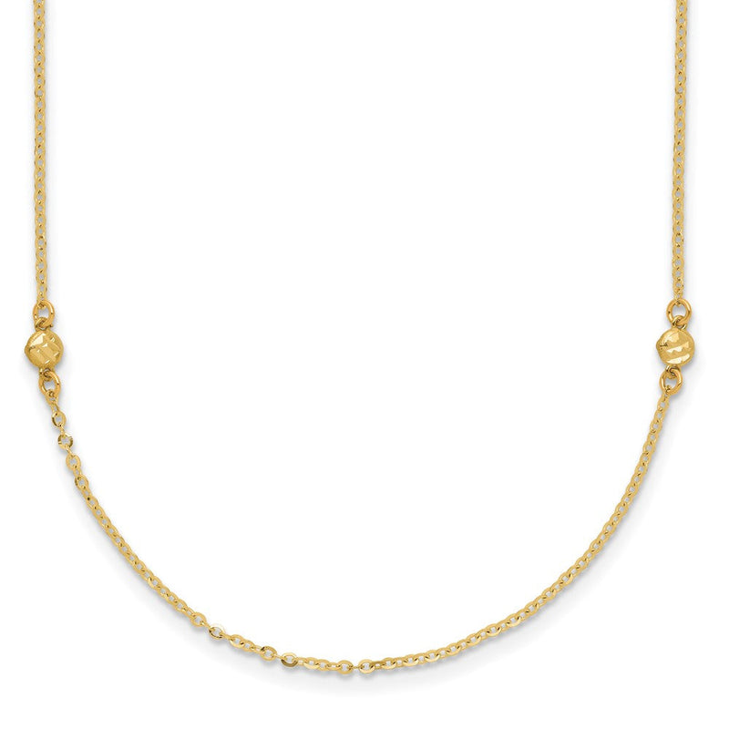 14K Gelbgold Poliert Diamantiert 18 Zoll Halskette