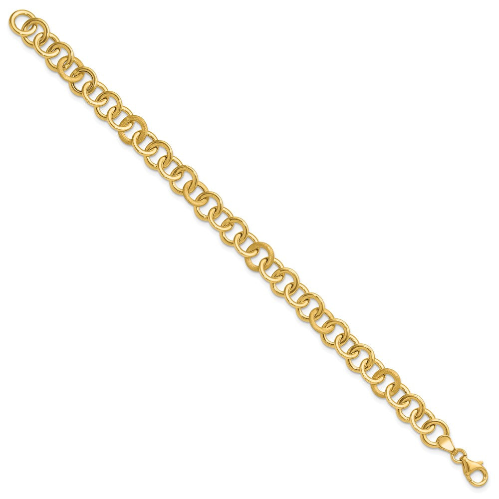 14K Gelbgold Poliert und Satiniert Fantasie Kreis Glieder Armband