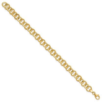 14K Gelbgold Poliert und Satiniert Fantasie Kreis Glieder Armband