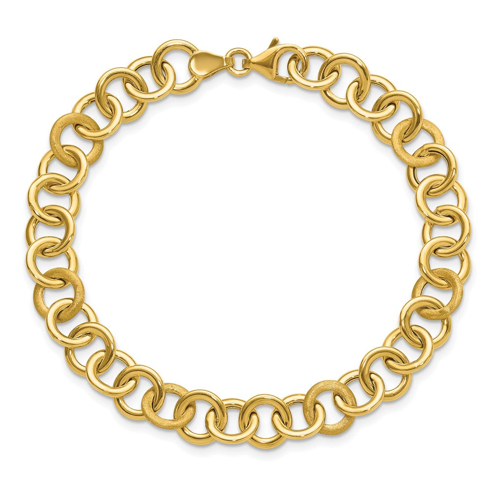 14K Gelbgold Poliert und Satiniert Fantasie Kreis Glieder Armband