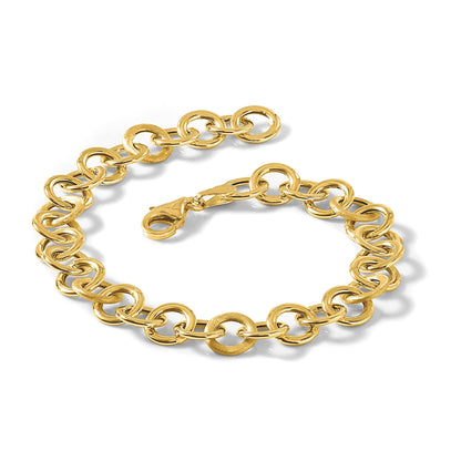 14K Gelbgold Poliert und Satiniert Fantasie Kreis Glieder Armband