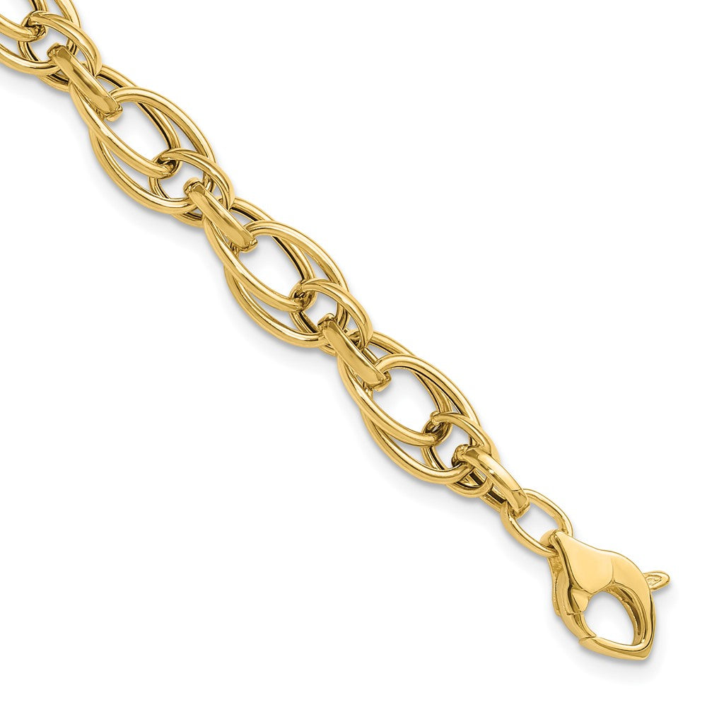 14K Gelbgold Poliert Fantasie Oval Glieder Armband