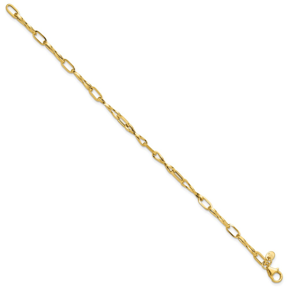 14K Gelbgold Poliert Fantasie Gedreht Glieder Armband