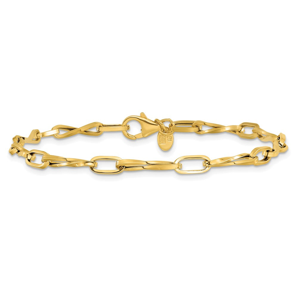 14K Gelbgold Poliert Fantasie Gedreht Glieder Armband