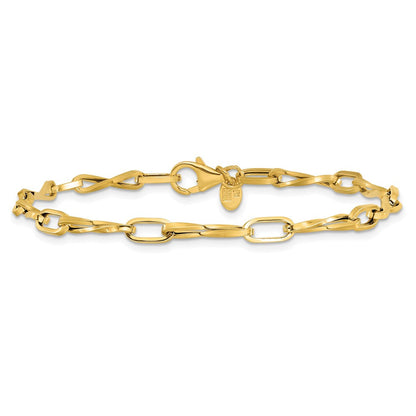 14K Gelbgold Poliert Fantasie Gedreht Glieder Armband
