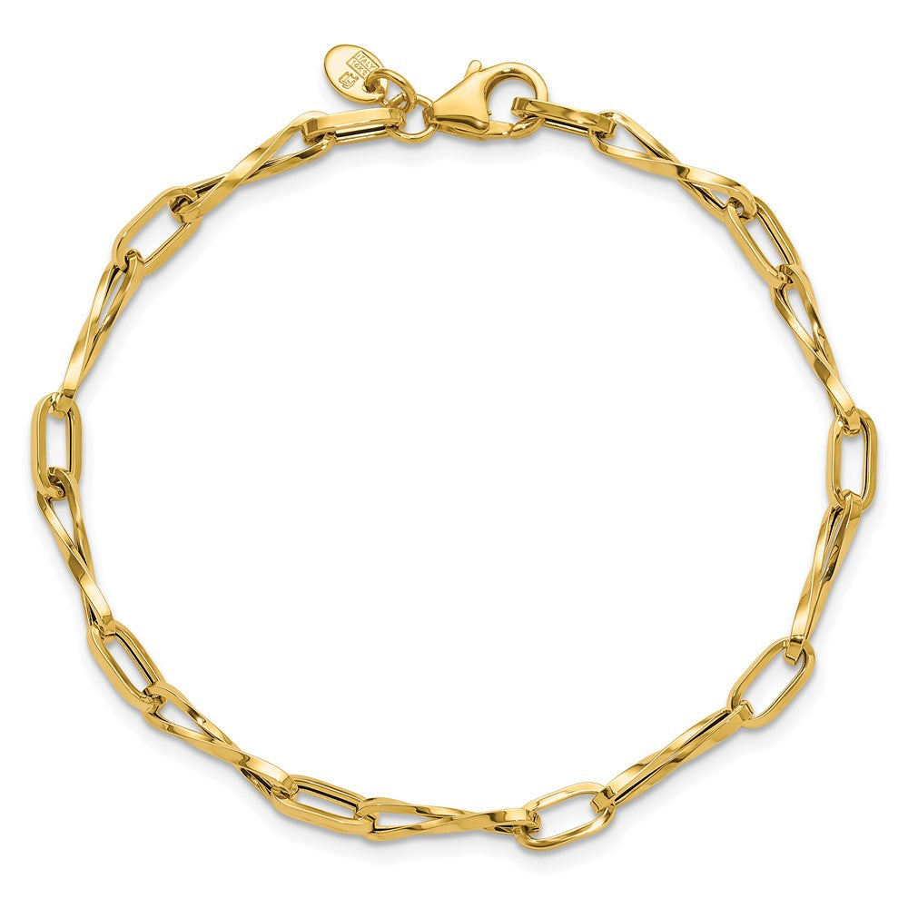 14K Gelbgold Poliert Fantasie Gedreht Glieder Armband