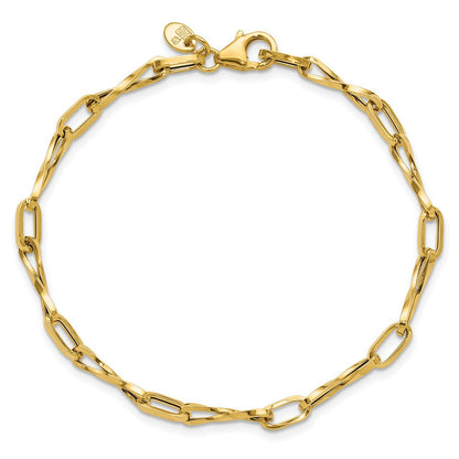 14K Gelbgold Poliert Fantasie Gedreht Glieder Armband