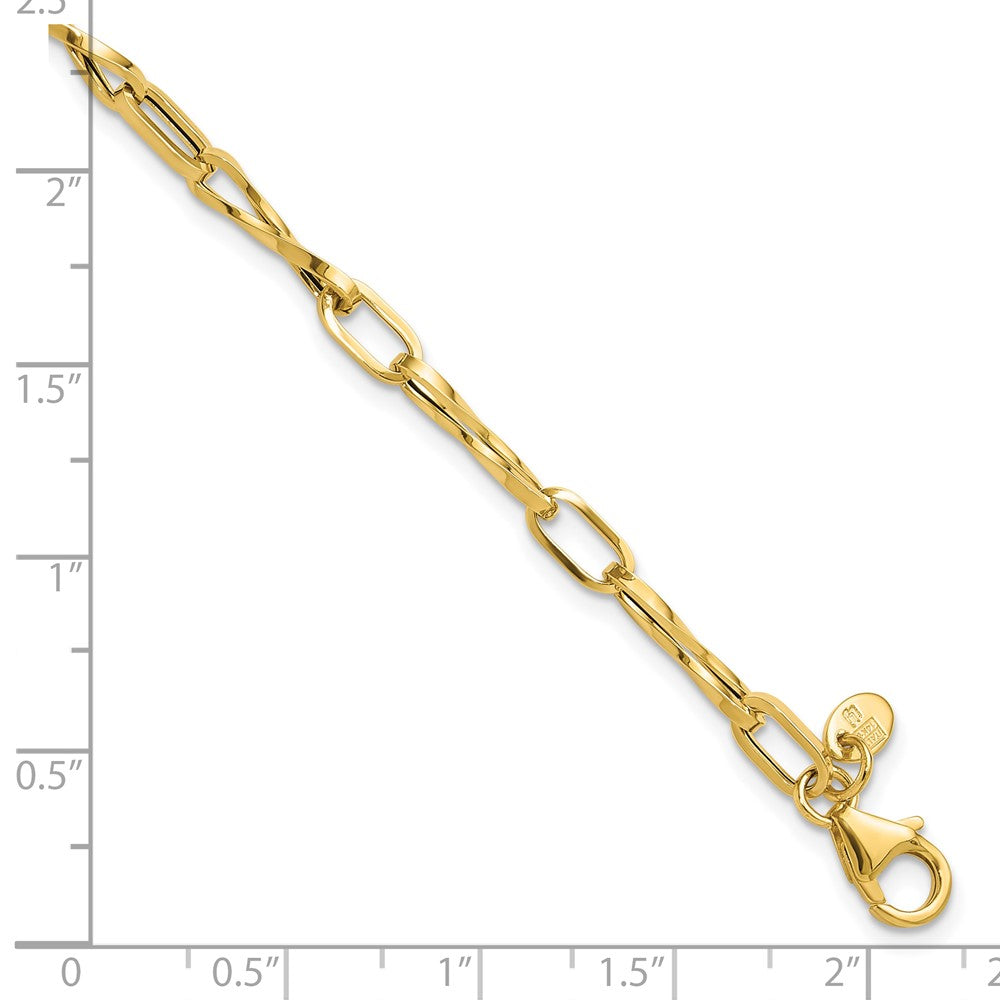 14K Gelbgold Poliert Fantasie Gedreht Glieder Armband