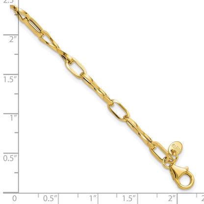 14K Gelbgold Poliert Fantasie Gedreht Glieder Armband