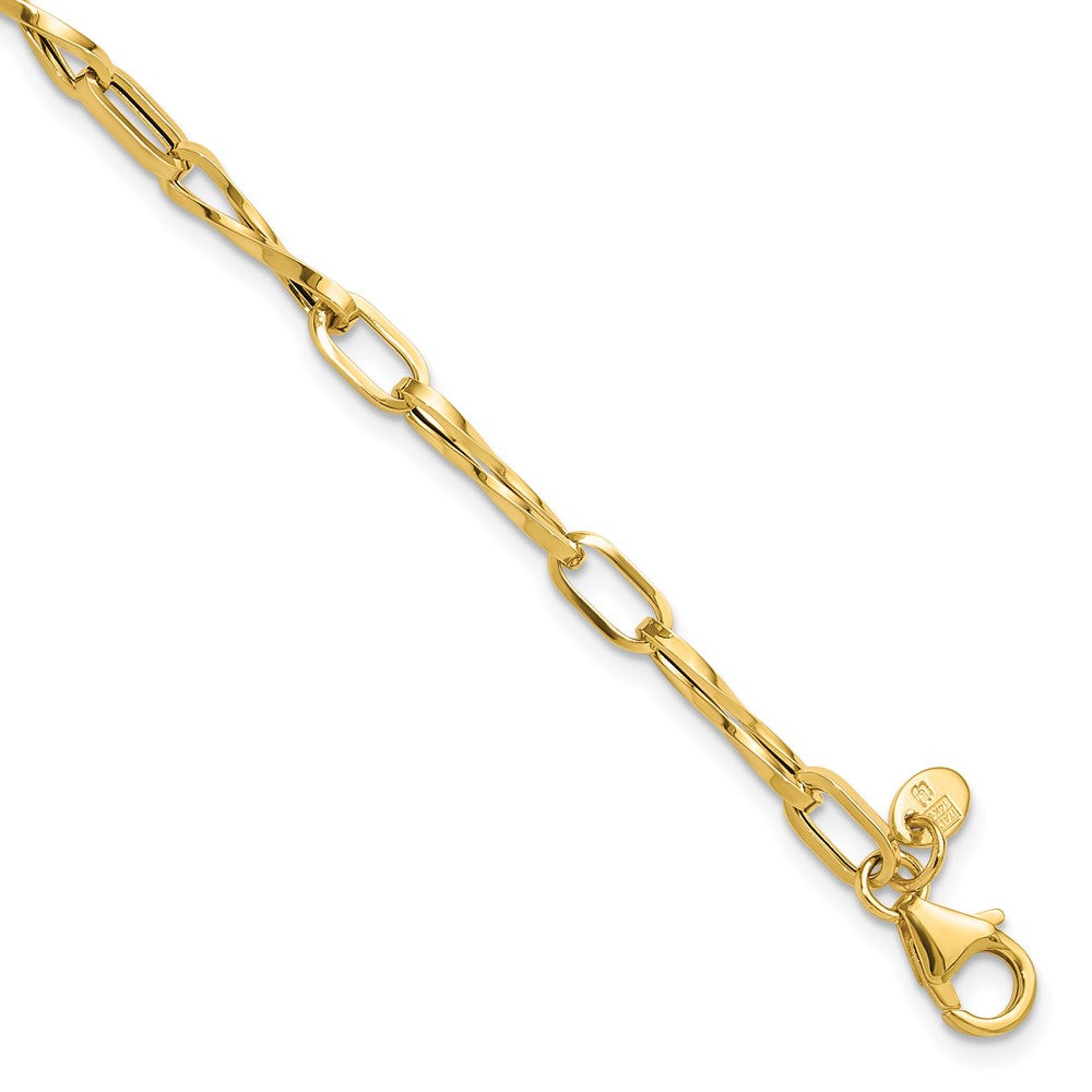 14K Gelbgold Poliert Fantasie Gedreht Glieder Armband