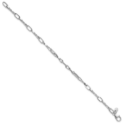 14K Weißgold Poliert Fantasie Gedreht Glieder Armband