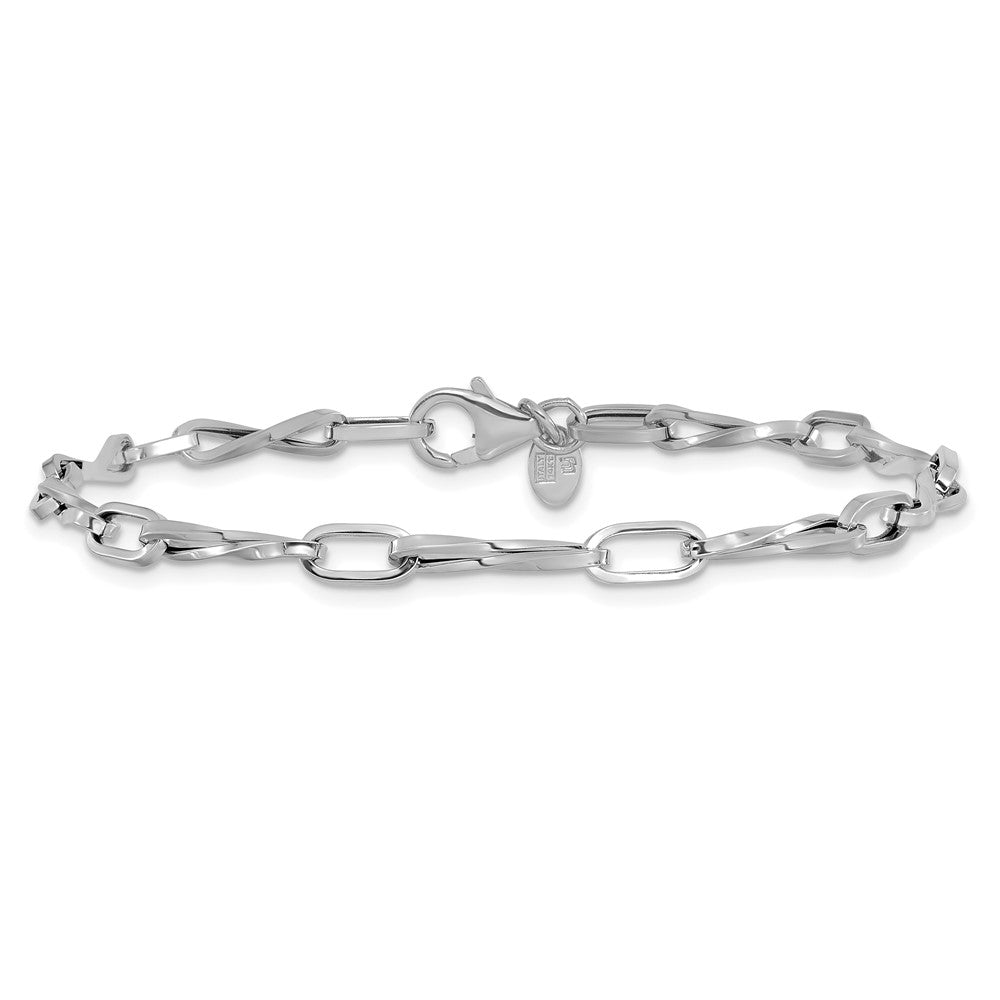 14K Weißgold Poliert Fantasie Gedreht Glieder Armband
