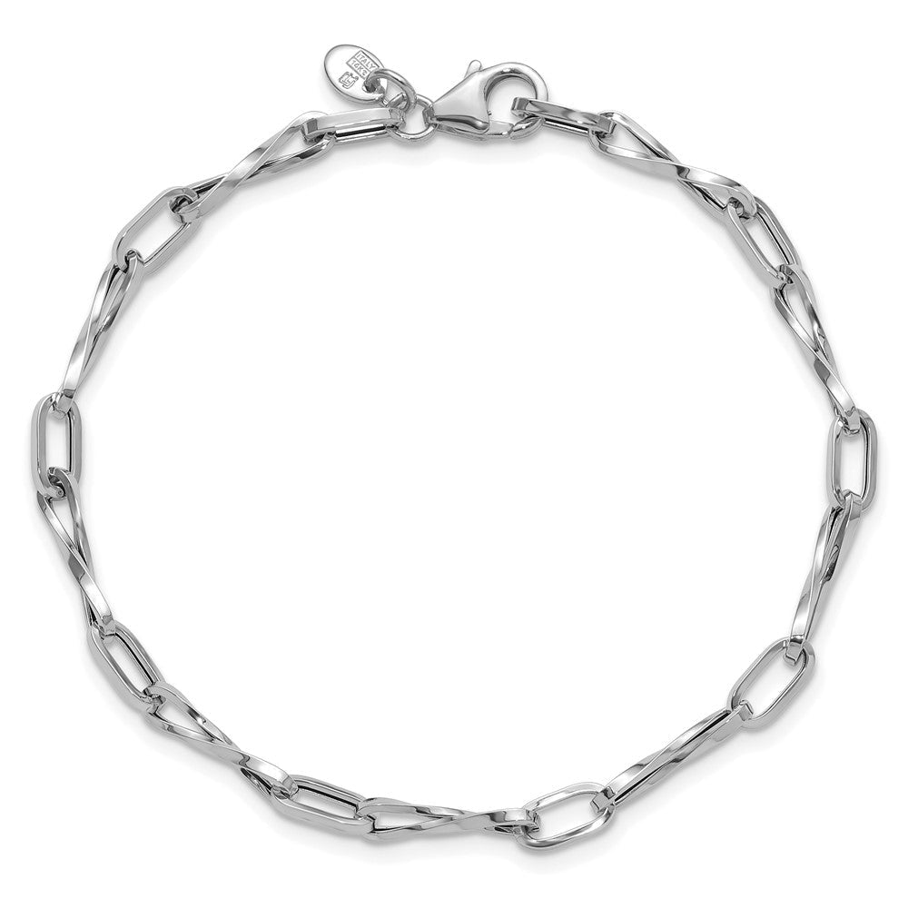 14K Weißgold Poliert Fantasie Gedreht Glieder Armband