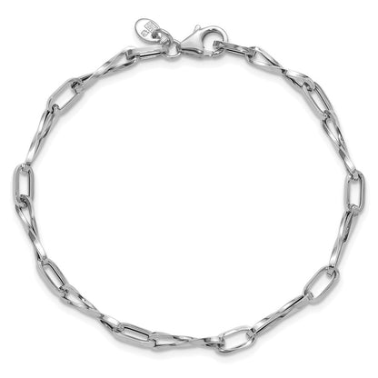 14K Weißgold Poliert Fantasie Gedreht Glieder Armband