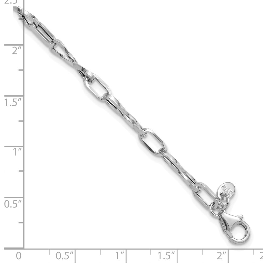 14K Weißgold Poliert Fantasie Gedreht Glieder Armband