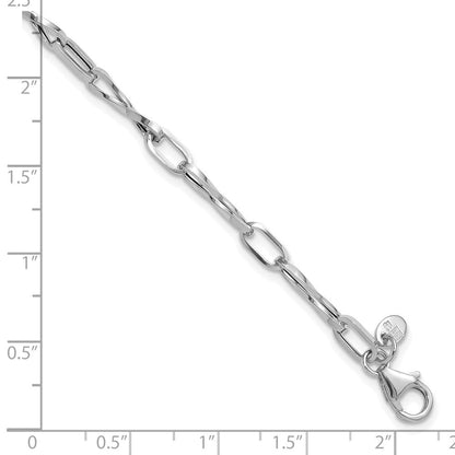 14K Weißgold Poliert Fantasie Gedreht Glieder Armband