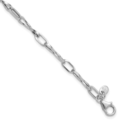 14K Weißgold Poliert Fantasie Gedreht Glieder Armband