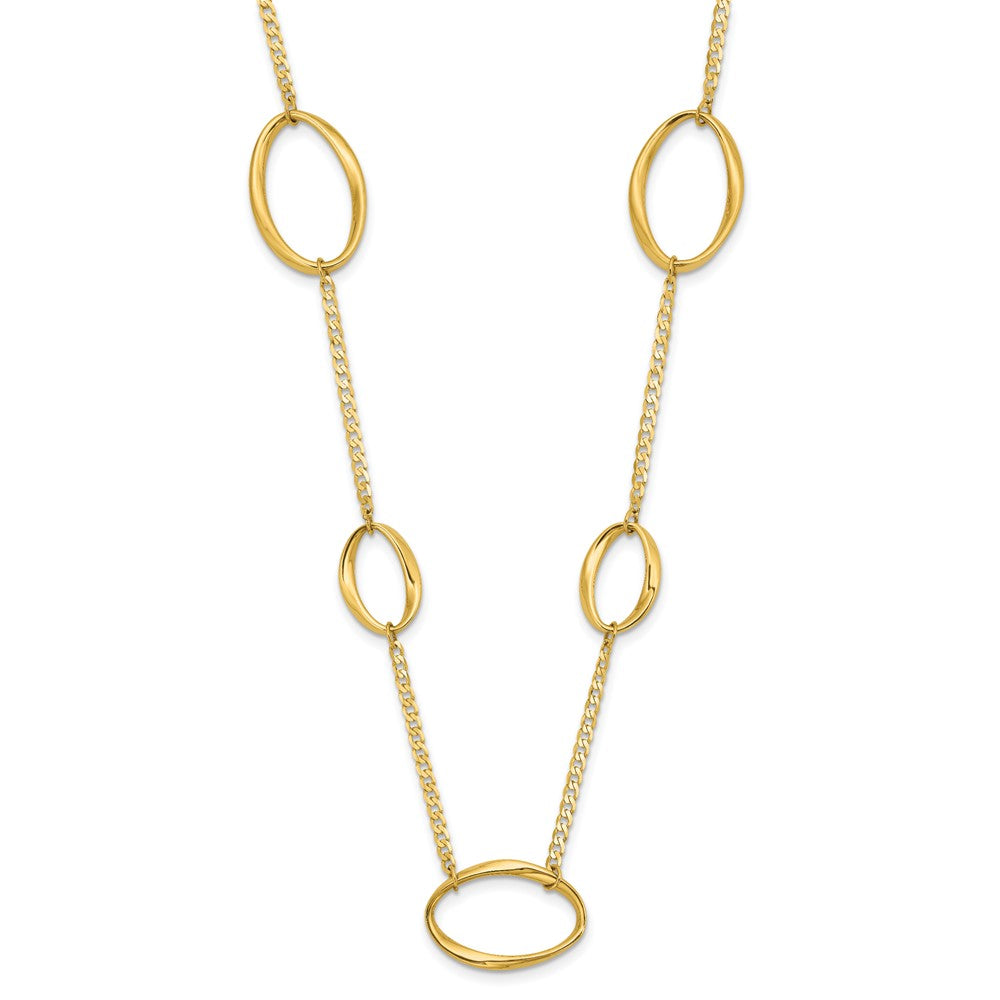 14K Gelbgold Poliert Oval Glieder Halskette