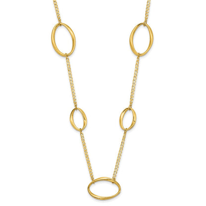 14K Gelbgold Poliert Oval Glieder Halskette