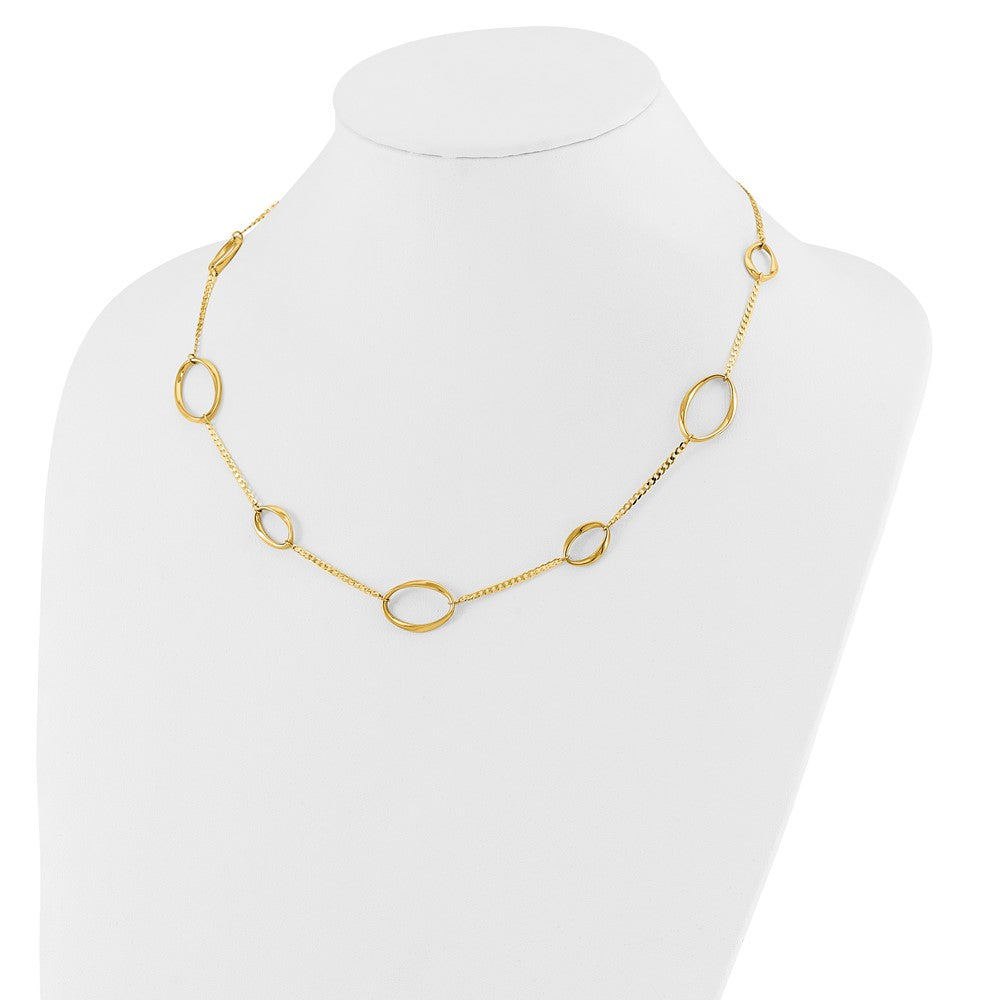 14K Gelbgold Poliert Oval Glieder Halskette